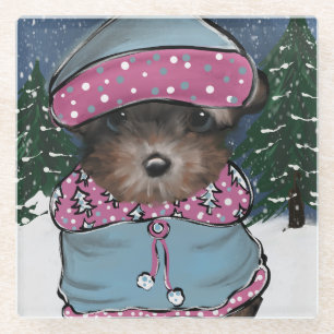 Yorkie Poo Glazen Onderzetter