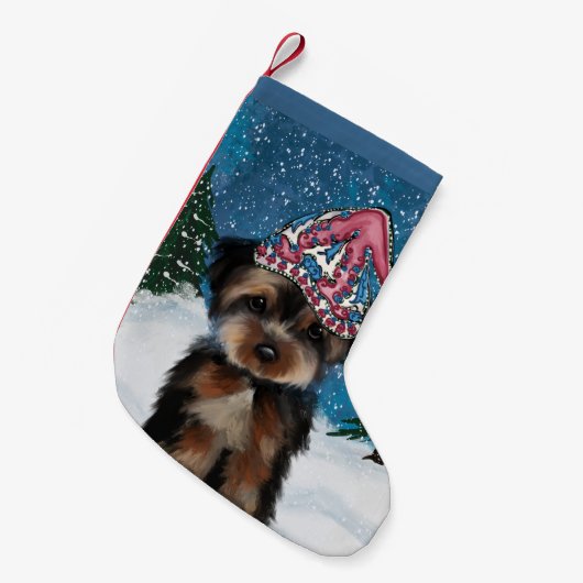 YORKIE POO KLEINE KERSTSOK (Voorkant (Hangend))
