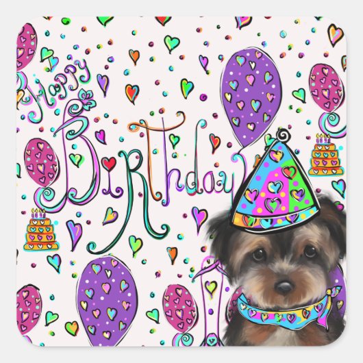 Yorkie Poo Vierkante Sticker (Voorkant)