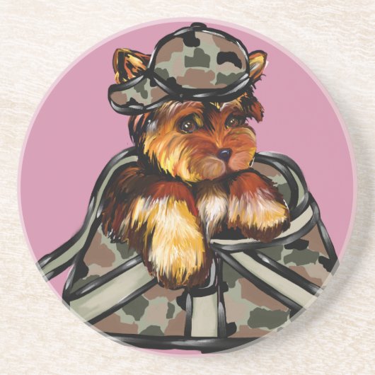 YORKIE POO ZANDSTEEN ONDERZETTER (Voorkant)