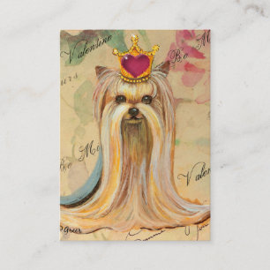 Yorkie Princess in Crown Redd Heart Visitekaartje