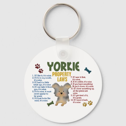 Yorkie Property Laws 4 Sleutelhanger (Voorkant)