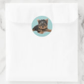 Yorkie Pup Ronde Sticker (Tas)