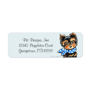 Yorkie Puppy Blue Scarf Fancy Etiket
