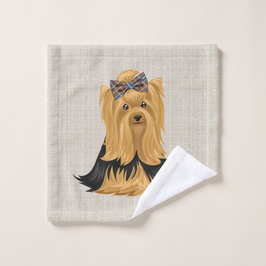 Yorkie Puppy | Dog Yorkshire Terrier Gepersonalise Bad Handdoek (Wasdoekje)