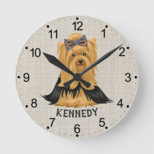 Yorkie Puppy Dog Yorkshire Terrier Gepersonalise Ronde Klok