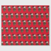 Yorkie Puppy met Pet voor kerstmis Cadeaupapier (Vlak)