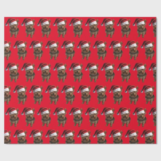 Yorkie Puppy met Pet voor kerstmis Cadeaupapier (Vlak)