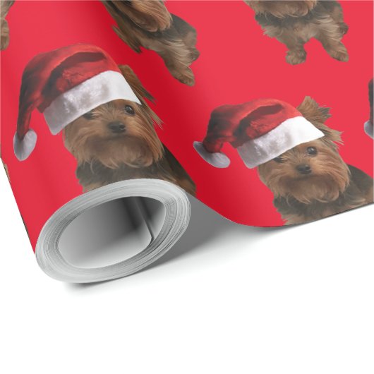 Yorkie Puppy met Pet voor kerstmis Cadeaupapier (Rol Hoek)