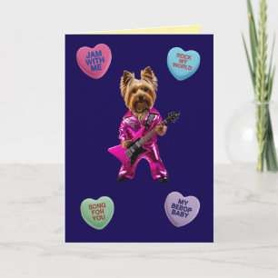 Yorkie Rocker Valentijnkaart Feestdagen Kaart