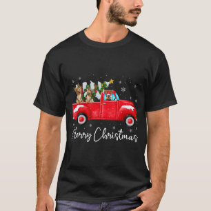 Yorkie Rode Vrachtwagen Kerstmis Kerstman Hoed Hon T-shirt