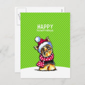 Yorkie Scarf Happy Howl-i-days Feestdagenkaart (Voorkant / Achterkant)