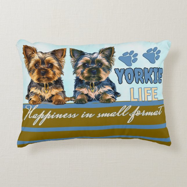 Yorkie schattig accent kussen (Voorkant)