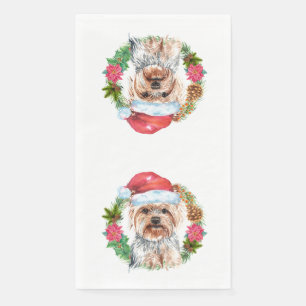 Yorkie schattig vader kerstkrans pet kunst servet