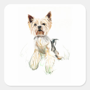 Yorkie Sticker, Yorkshire Terrier Blij Vierkante Sticker