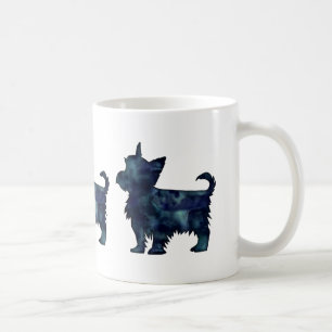 Yorkie Terrier Black Waterverf Silhouette Koffiemok
