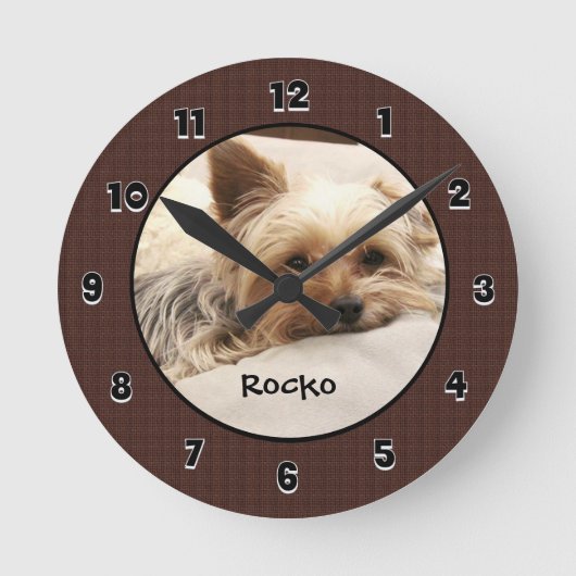 Yorkie Terrier Custom Ronde Klok (Voorkant)