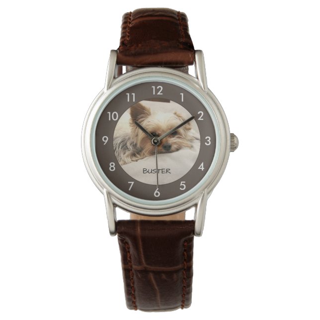 Yorkie Terrier Dog - Gepersonaliseerd Horloge (Voorkant)