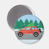 Yorkie Terrier-hond die een kerstauto bestuurt Magneet (Voorkant / Achterkant)