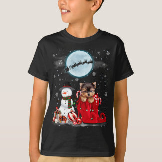 Yorkie Terrier Santa Hat Snowman - Boot Santa unde T-shirt