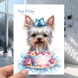 "Yorkie" the Yorkshire Terrier - Dog Cake Birthday Kaart