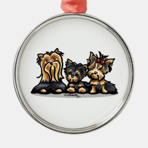 Yorkie Trio Metalen Ornament