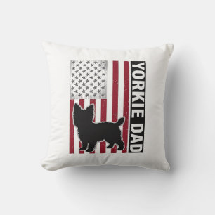 Yorkie Vader Patriottische Vintage Gravure Hond Sh Kussen