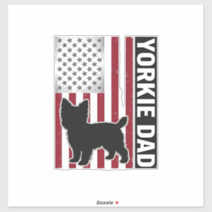 Yorkie Vader Patriottische Vintage Gravure Hond Sh Sticker