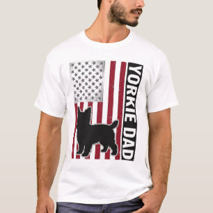 Yorkie Vader Patriottische Vintage Gravure Hond Sh T-shirt