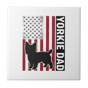 Yorkie Vader Patriottische Vintage Gravure Hond Sh Tegeltje