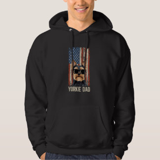 Yorkie vader van een Yorkie vader Amerikaanse vlag Hoodie
