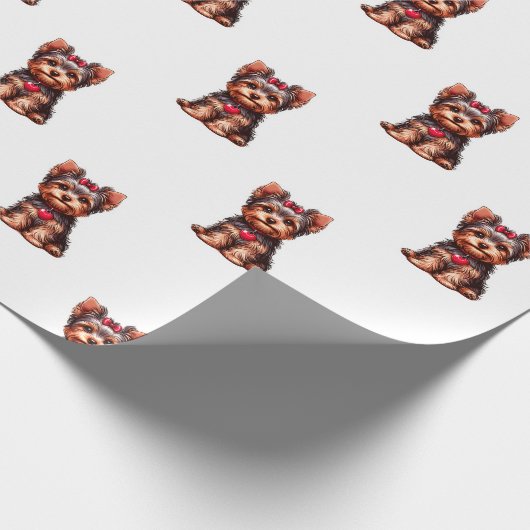 Yorkie Valentijnsdag - Wit Cadeaupapier (Hoek)