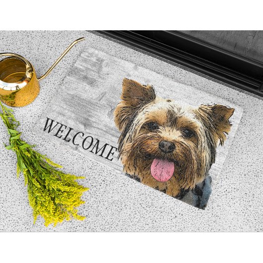 Yorkie Welcome Cute Dog Pet Yorkshire Terrier Deurmat
