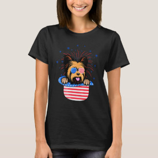 Yorkie Yorkshire Dog American Flag Patriotic T-shirt