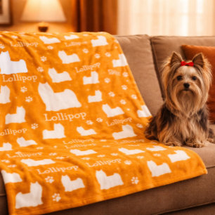 Yorkie Yorkshire Hond Oranje Gepersonaliseerde Dek Fleece Deken