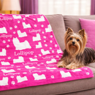 Yorkie Yorkshire Hond Roze Persoonlijke Hondendeke Fleece Deken