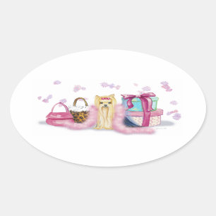 Yorkie Yorkshire Terrier Dress Up Ovale Sticker