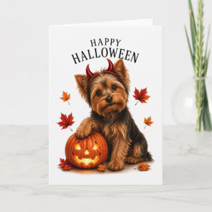 Yorkie Yorkshire Terrier Halloween Duivels Hond Kaart