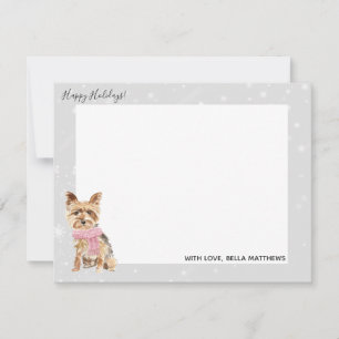 Yorkie Yorkshire Terrier Vakantie Kerstmis Notitiekaartje