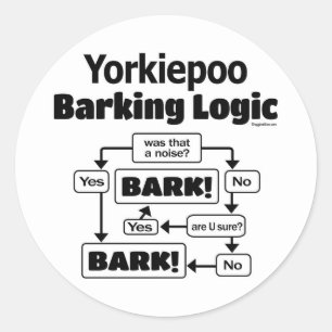 Yorkiepoo Barking Logic Ronde Sticker