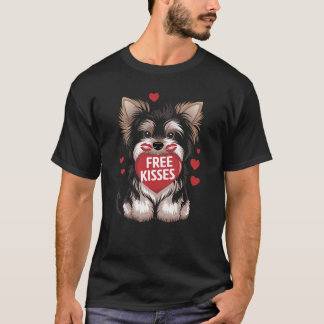 Yorkiepoo Dog Valentijnsdag Gratis Kusjes T-shirt