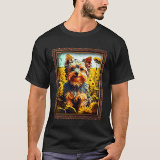Yorkiepoo Schilderij Zonnebloem Moeder Vrouwen Flo T-shirt