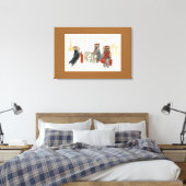 Yorkies & Eiffeltoren in Parijs Reizen Canvas Afdruk (Insitu (Slaapkamer))