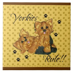 Yorkies Rule Pawprint Tile Tegeltje