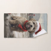Yorkipoo chien dans la neige Noël (Serviette à main)