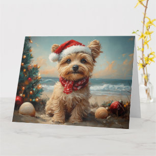 Yorkipoo Dog Christmas Beach Kaart