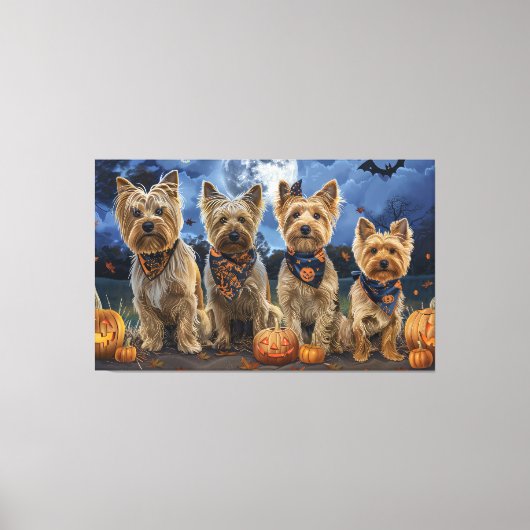 Yorkipoo Halloween Spooky Canvas Afdruk (Voorkant)