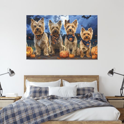 Yorkipoo Halloween Spooky Canvas Afdruk (Insitu (Slaapkamer))