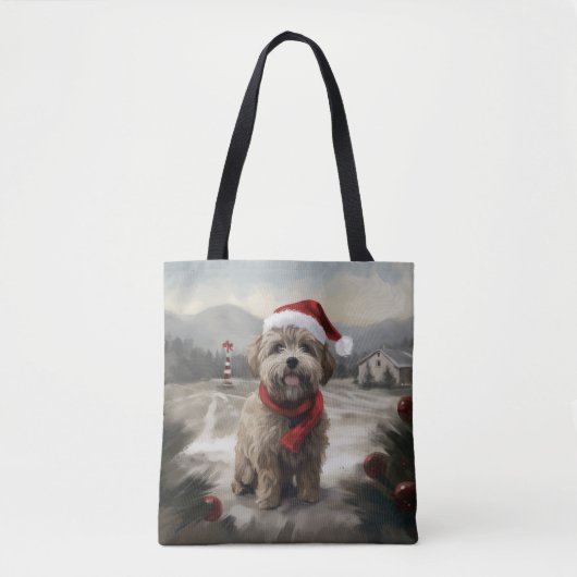 Yorkipoo Hond in Sneeuw Kerstmis Draagtas (Voorkant)