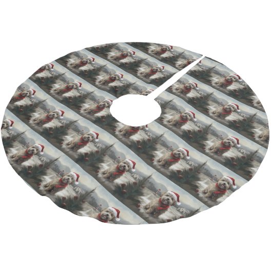 Yorkipoo Hond in Sneeuw Kerstmis Kerstboom Rok (Gekanteld)